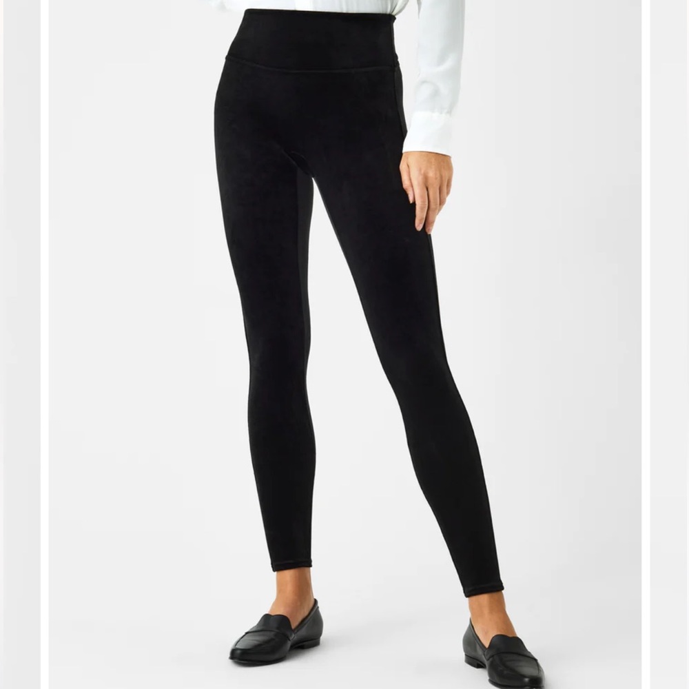 NWT SPANX BLACK VELVET HIGH WAISTED FULL LENGTH SHAPING LEGGINGS SIZE XS